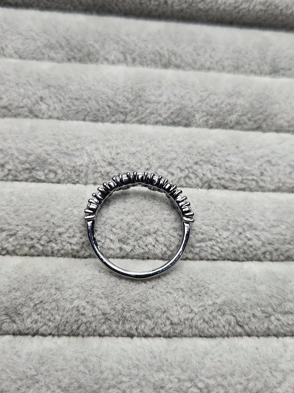 Size 8 Cubic Zirconia Hemitite Plated Grey Metal Band Bomb Party Ring